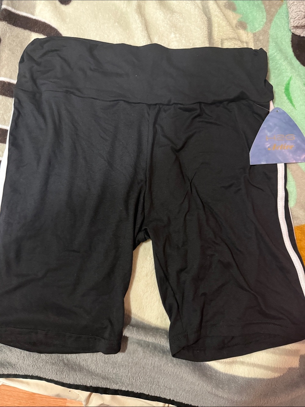 H&M Black Athletic Bike Shorts with Side Stripe